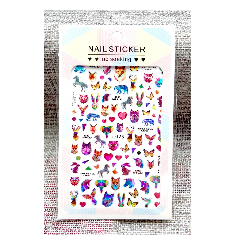 

L 025-040 2021 new laser rainbow four leaf diamond Nail Sticker, As pictures show