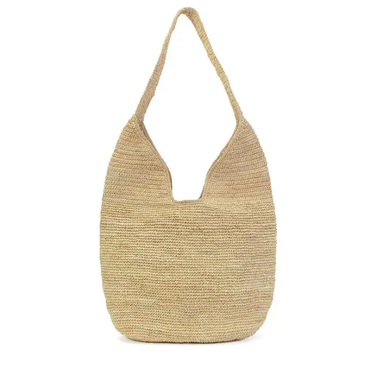 

Wholesale women high quality handmade beach colorful paper raffia straw tote bag