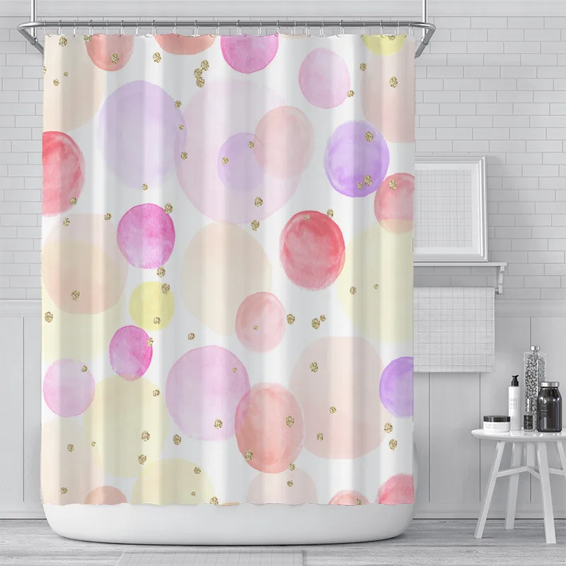 

New Design Printed Bathroom Shower Curtain with Hooks, Colorful Waterproof Shower Curtains/