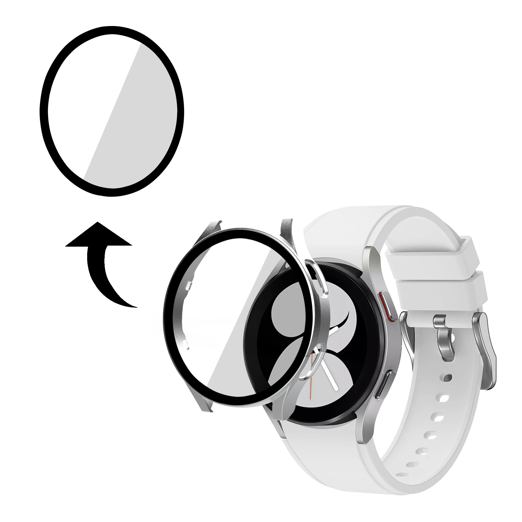 

Fashion Painting Shockproof PC Full Screen Protector Tempered Glass Hard Watch Case For Samsung Galaxy Watch 4, 6 colors