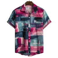 

Wholesale In Stock Summer Color Printed Mens Floral Short Sleeve Vintage Hawaiian Shirts For Man