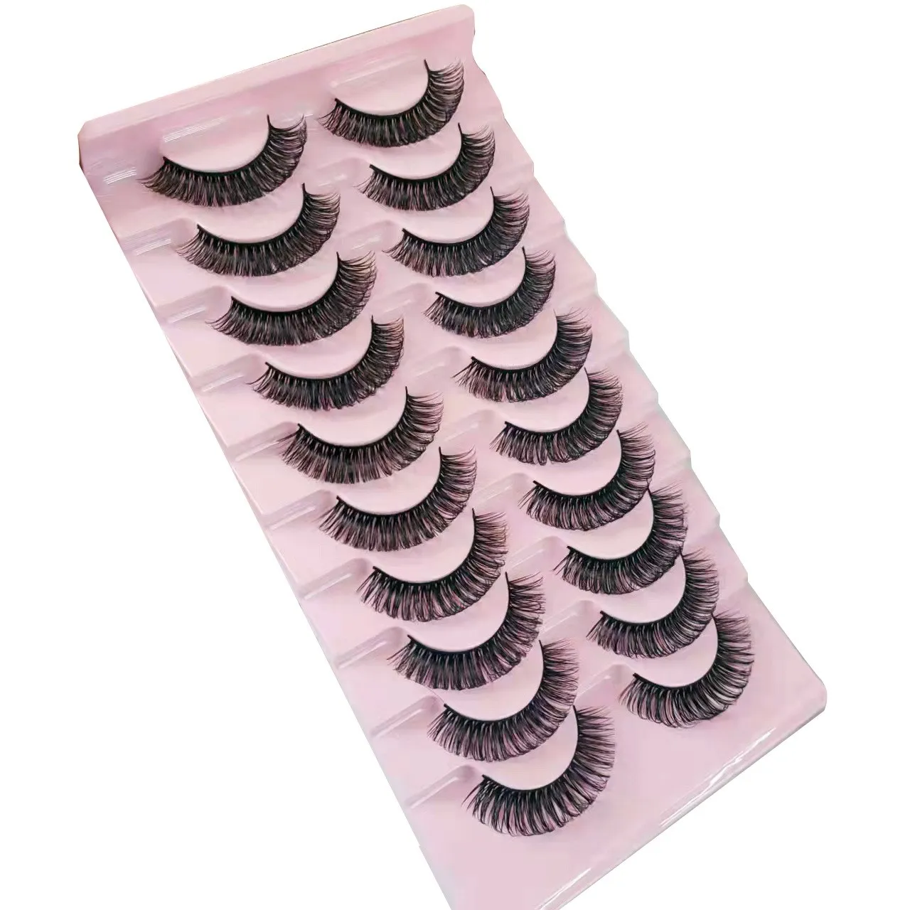 

wholesale 10 pairs d curl russian strip eyelashes cruelty free faux mink false lashes