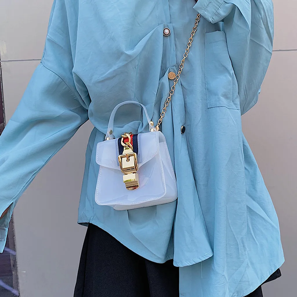 bandolera con c Mini bolso de gelatina transparente para mujer #BU 