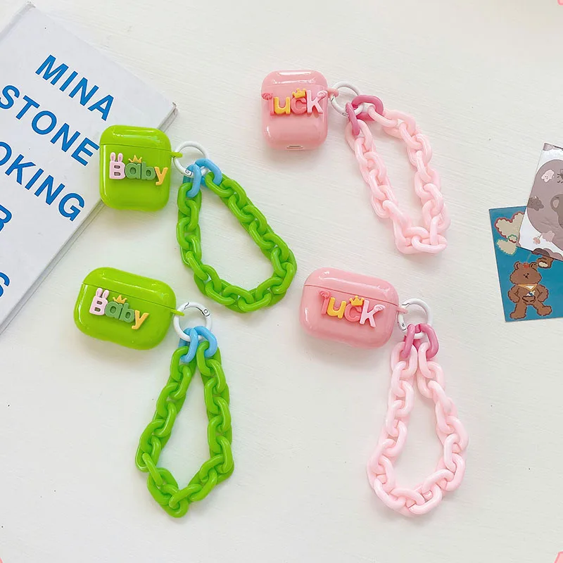 

3D Baby Luck Candy Color Soft TPU Cases Covers For Air pods For Airpods Pro 1 2 With Portable Hand KeyChain Bracelet
