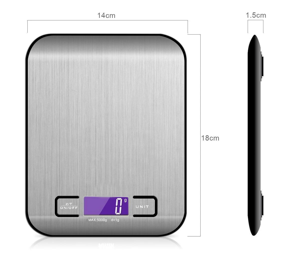 

Amazon Hot Sell Custom Multifunction Food Scale 5 kg Stainless Steel Digital Weighing Kitchen Scale, Black