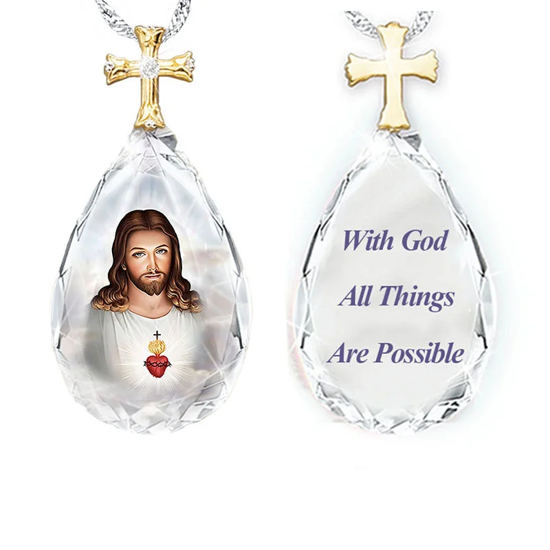 

Fashion wholesale God is with you men's and women's jesus cross pendant necklace