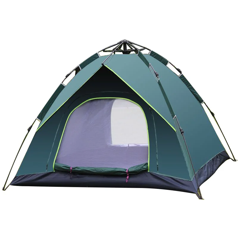 

Outdoor 3-4 Person Portable Waterproof Camping 3-4 Person Family Big Folding Tent Automatic Tent, Dark green, blue