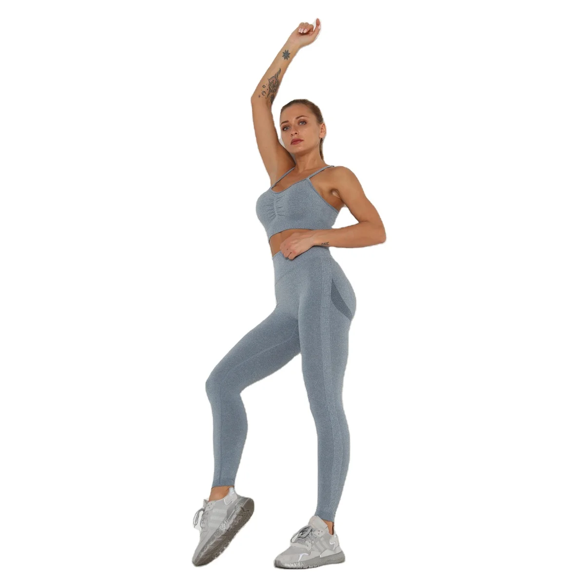 

Knitted seamless contraction peach hip yoga pants sports yoga fitness sports bra set seamless yoga set shorts