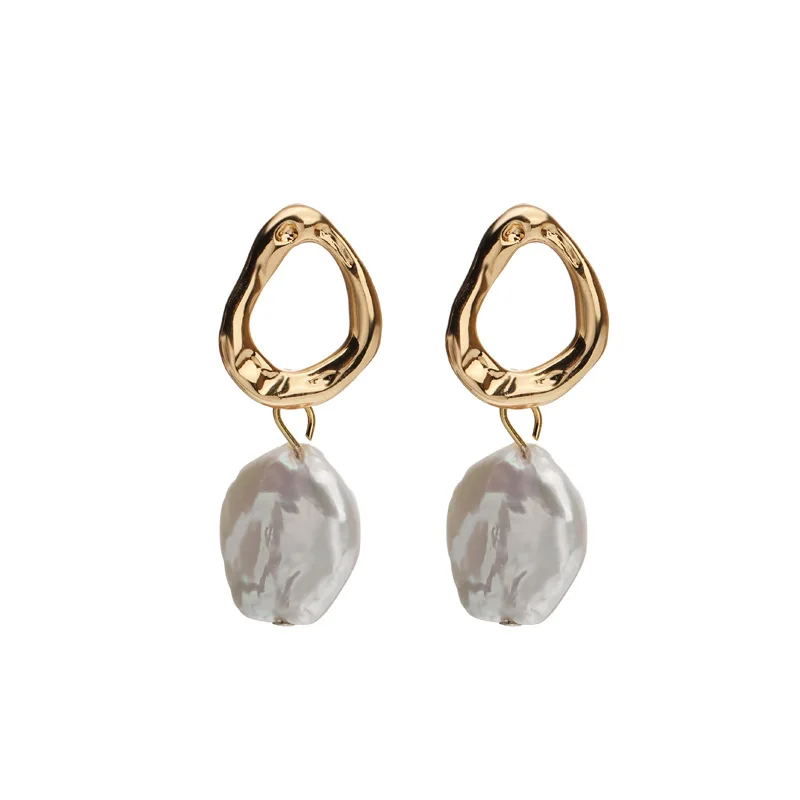 Natural freshwater pearl Baroque button series Earrings S925 natural freshwater pearl shaped earrings S925 silver needle