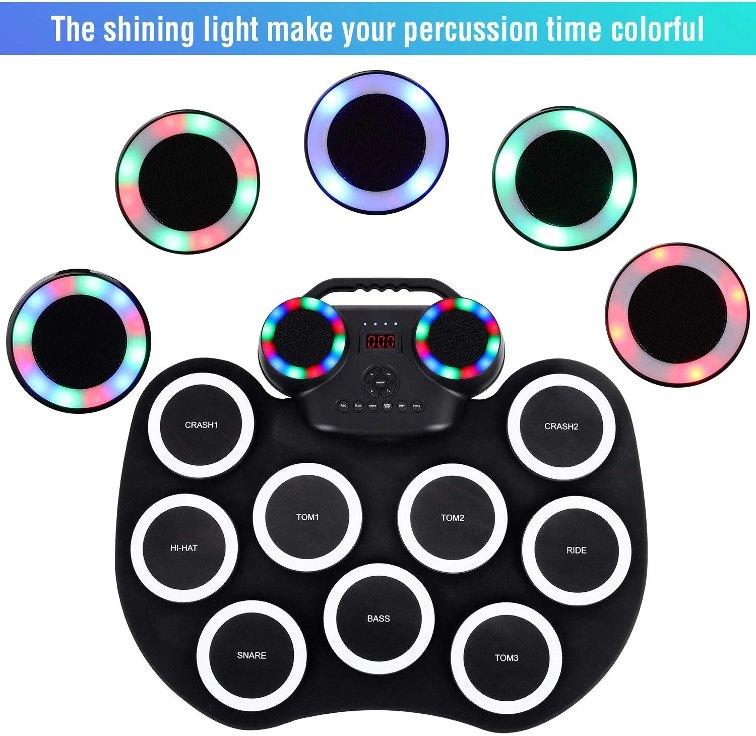 
iWord Small Foldable Silicone Hand Musical Instrument Kids Unit Kit Drums Electric Drum Set 