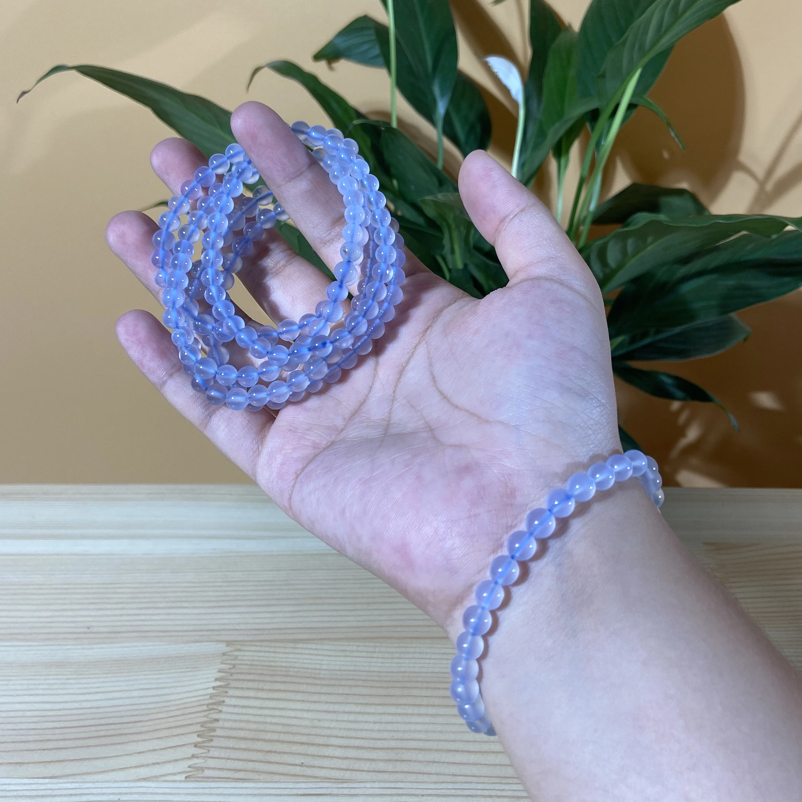 

Wholesale Blue chalcedony bracelets natural crystal gemstone blue agate stone jade jasper round bead Healing bracelets, Natural blue