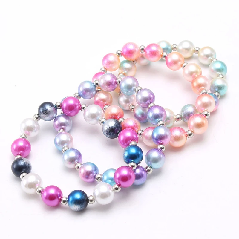 

Wholesale DIY colorful ABS beads elastic kids jewllery bangles cute baby girls bracelets, As picture show