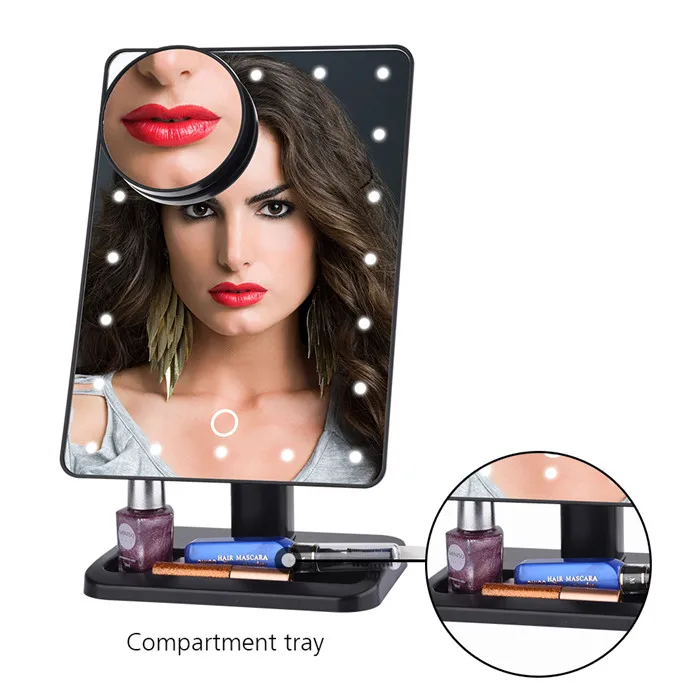 Smart Bluetooth Speaker Makeup Mirror 10x Magnifying Led 20 Lights