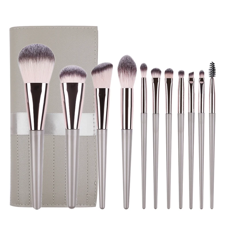 

factory new design 11 pcs makeup brushes set 3 colors in stock cosmetic brush, Black/pink