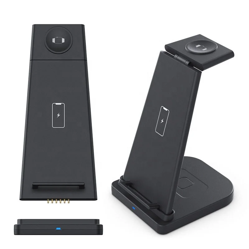 

BOORUI 3 in 1 wireless charger foldable Charging Station Stand For iWatch Series Airpods iPhone Support Portable Charger