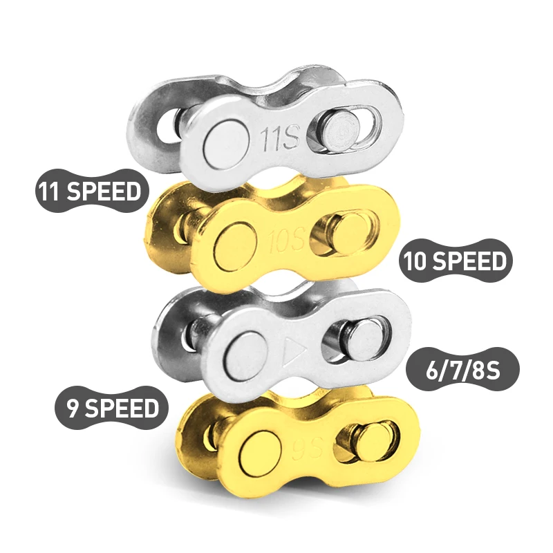 

4 Pairs Bike Chain Quick Link Mountain Bicycle Bike Chain Missing Quick Connector Master Link for 6 7 8 9 10 1112 Speed, Silver,gold,rainbow,titanium