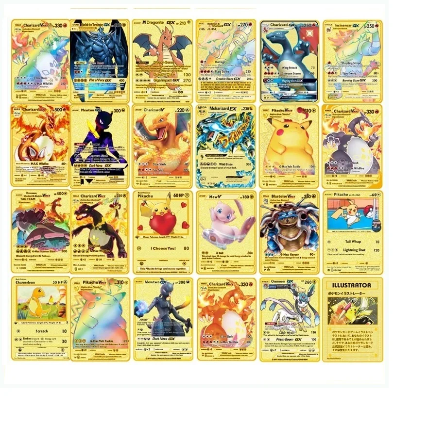 

amazon Hot sale Gold Pokemones Playing Cards Charizard Cards 1st edition Pokemones Trading Cards Game