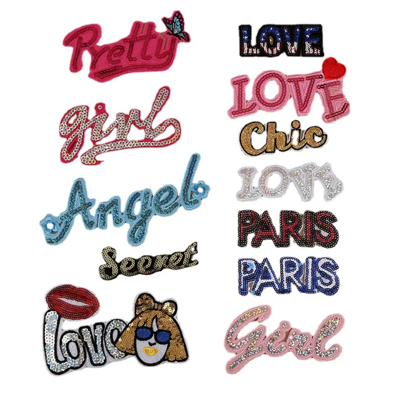 

Top selling Embroidery Sequin Patch Sew on T-shirt Chenille Letter Patches in China