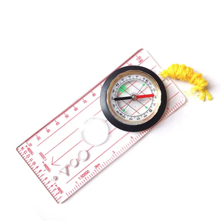 

High Quality Acrylic Compass Map Scale Ruler Military Luminous Folding Glow Compass