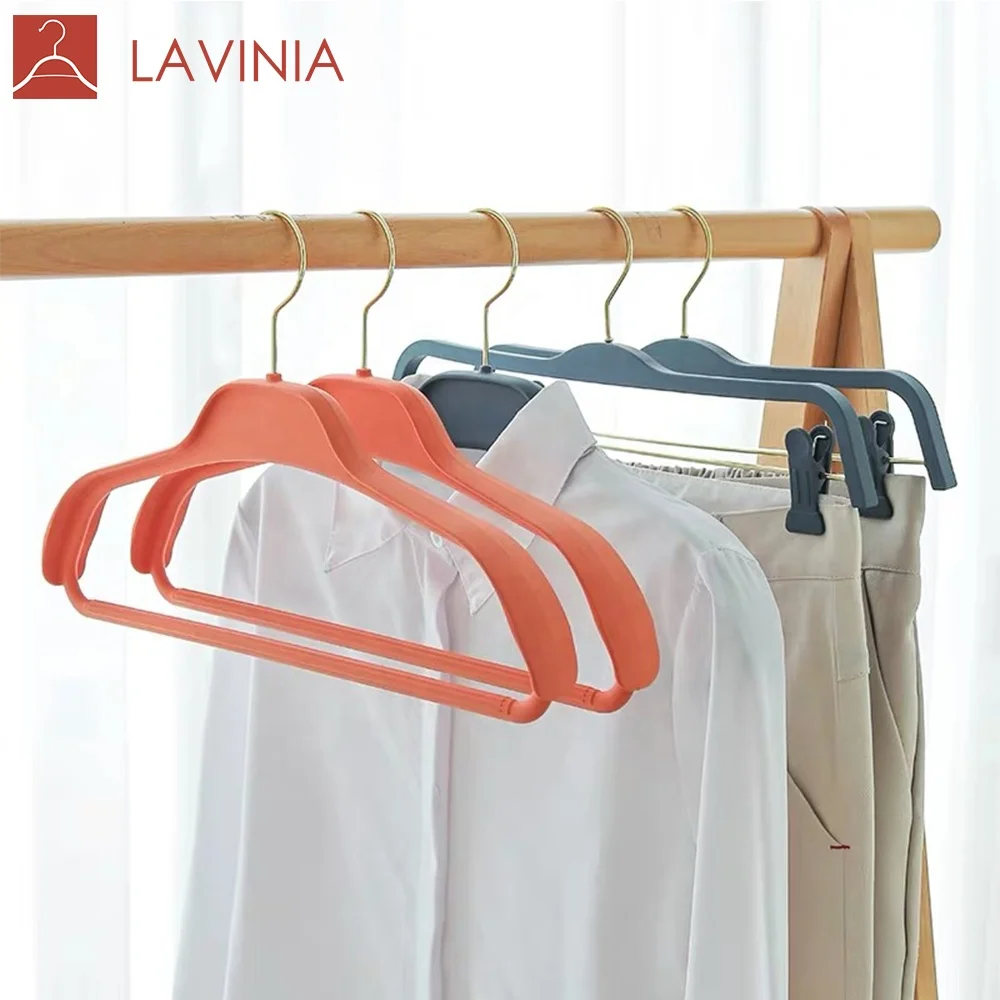 

Lavinia clothes hanger kledingrek Rubber paint wide shoulder coat hanger, Blue/orange