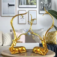 

Luxury glistening gold silver Home art decoration pieces resin animal deer sculpture
