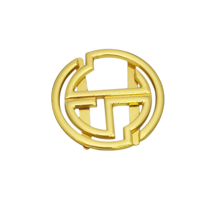 

Designer round cut out logo tags custom metal labels plate for handbags