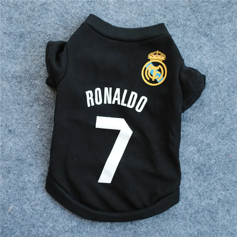 

Wholesales Best quality cheaper spring autumn C Ronaldo jersey pet dog clothes t-shirt cool black dog vest