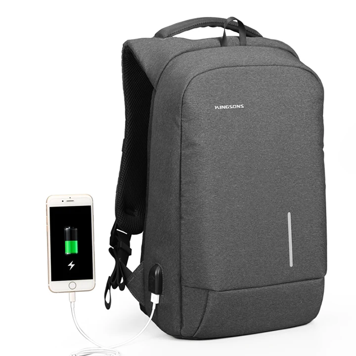 

Kingsons Anti theft USB Charging Backpack Waterproof OEM ODM smart backpack Laptop Bagpack Anti theft bag, Black or customized