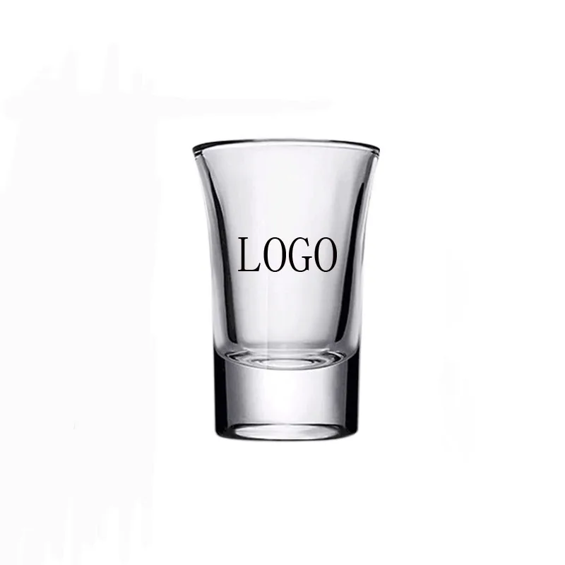 

Wholesale high quality customized logo transparent clear thick bottom 1.5oz/45ml small bullet shot glass