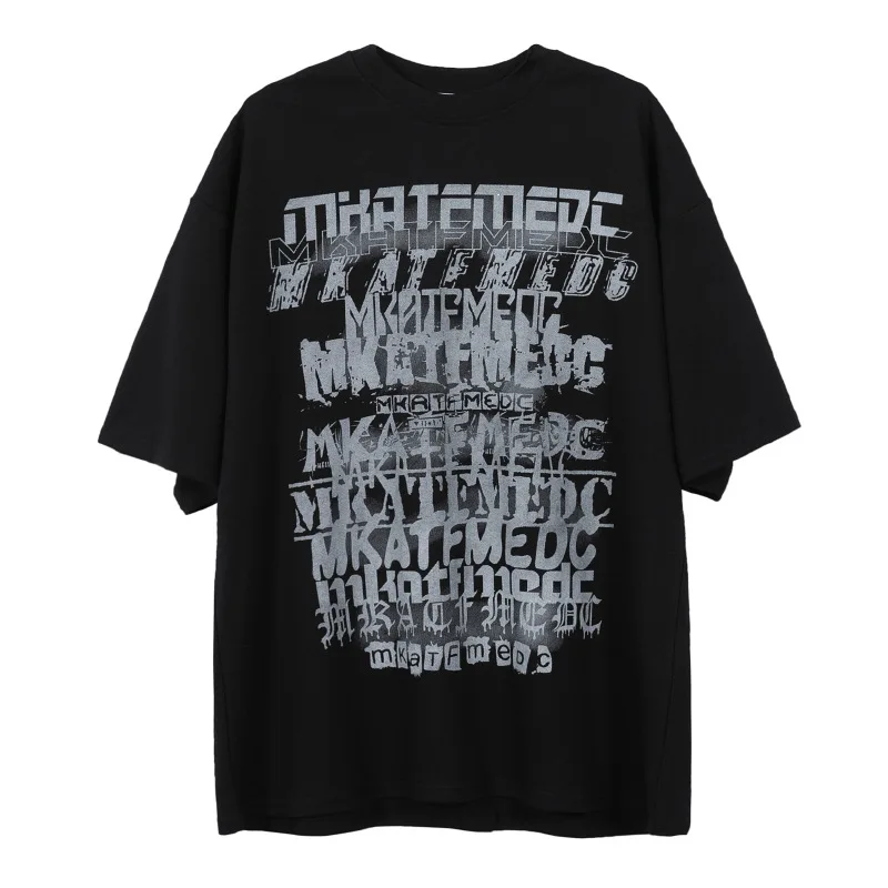 

The new summer high street graffiti print short sleeve T-shirt men fashion loose round collar half sleeve T-shirt
