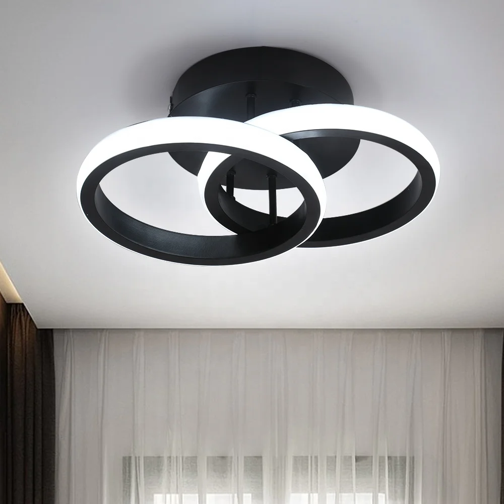 Modern LED Ceiling Lamp for Bedroom Villa Hallway Hotel Lounge White Black 20W Soft Rubber Aluminum Elegant Lighting