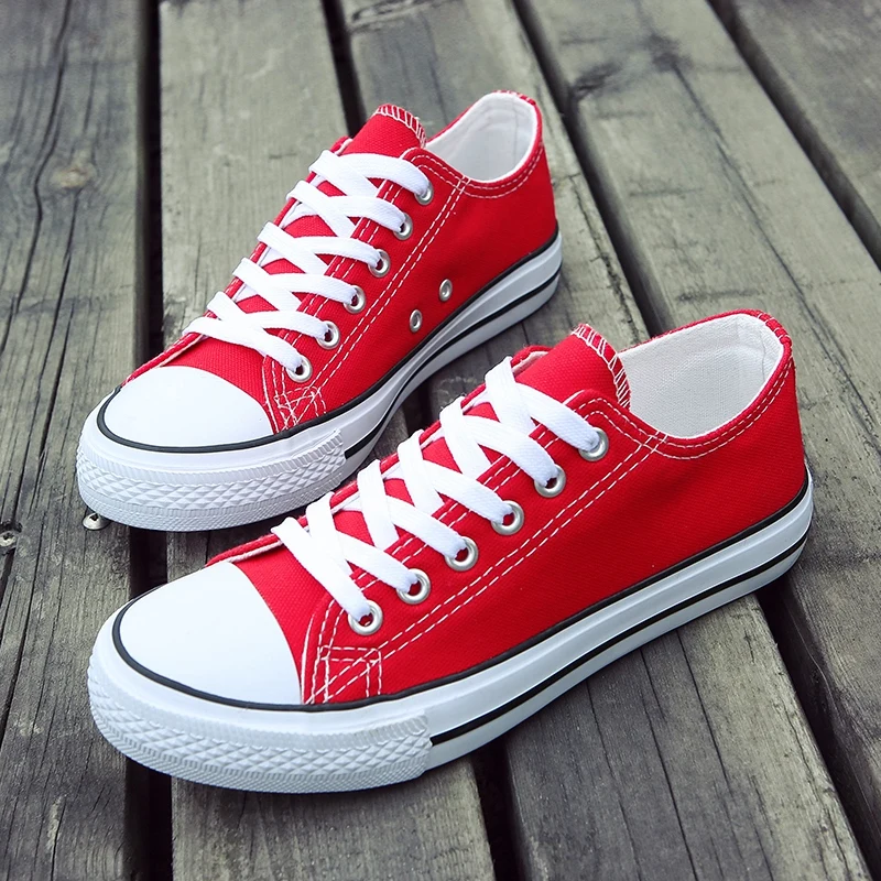 

Custom design cheap price women red canvas casual shoes, Black, dark blue, red, white or custom