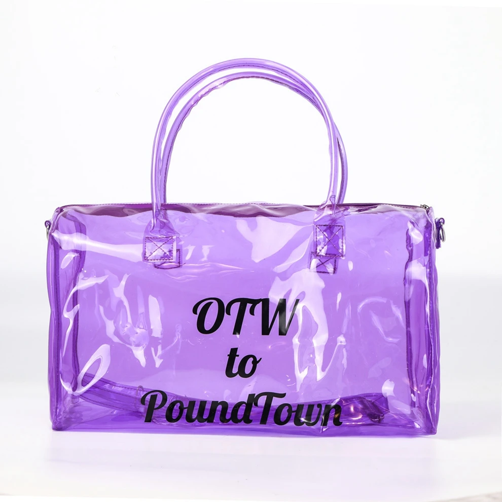 

XP1696 2021 New fashion custom Logo PVC holographic gym duffle tote ladies mujer jelly beach clear handbags for women hand bag