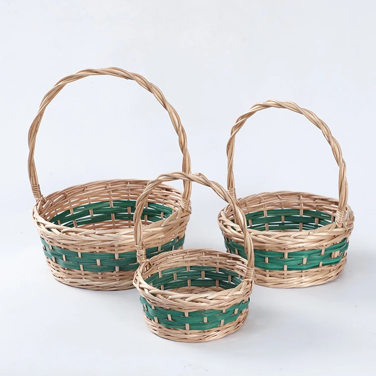 

Wholesale Cheap Wooden Gift Basket Wicker Fruit Basket Mothers Day Baskets With hande, Customized