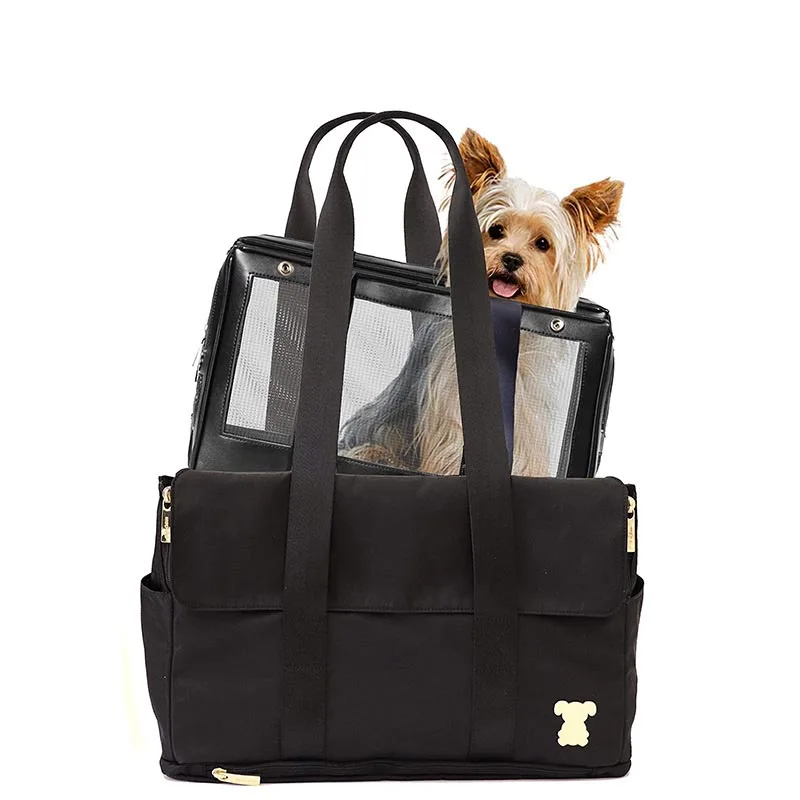 

Foldable Black Travel Large Breathable Comfortable Mesh Surface Pet Outing Outside Car Carrier Bag