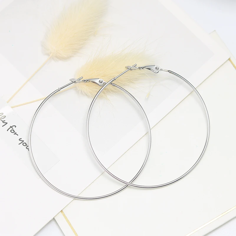 

large round dangle earrings korean hoop earring for women jewelry stainless steel wholesale