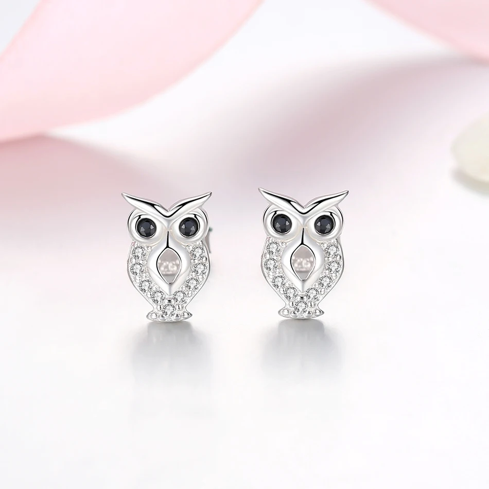 

Woman's Wholesale 925 Sterling silver Owl Stud Earrings Woman Holiday Earring Animal Earrings Jewelry