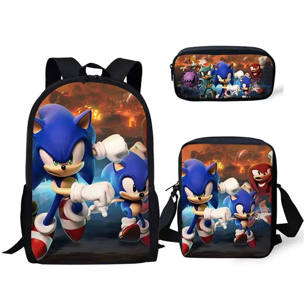 

School Bags Backpack Japanese Style Anime Sonic The Hedgehog Printed Mochilas Escolares Custom Kids Cartoon School Bags, Customized your own school backpack