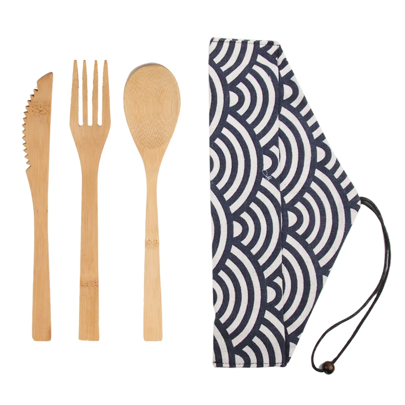 

Eco friendly camping Biodegradable disposable bamboo cutlery set