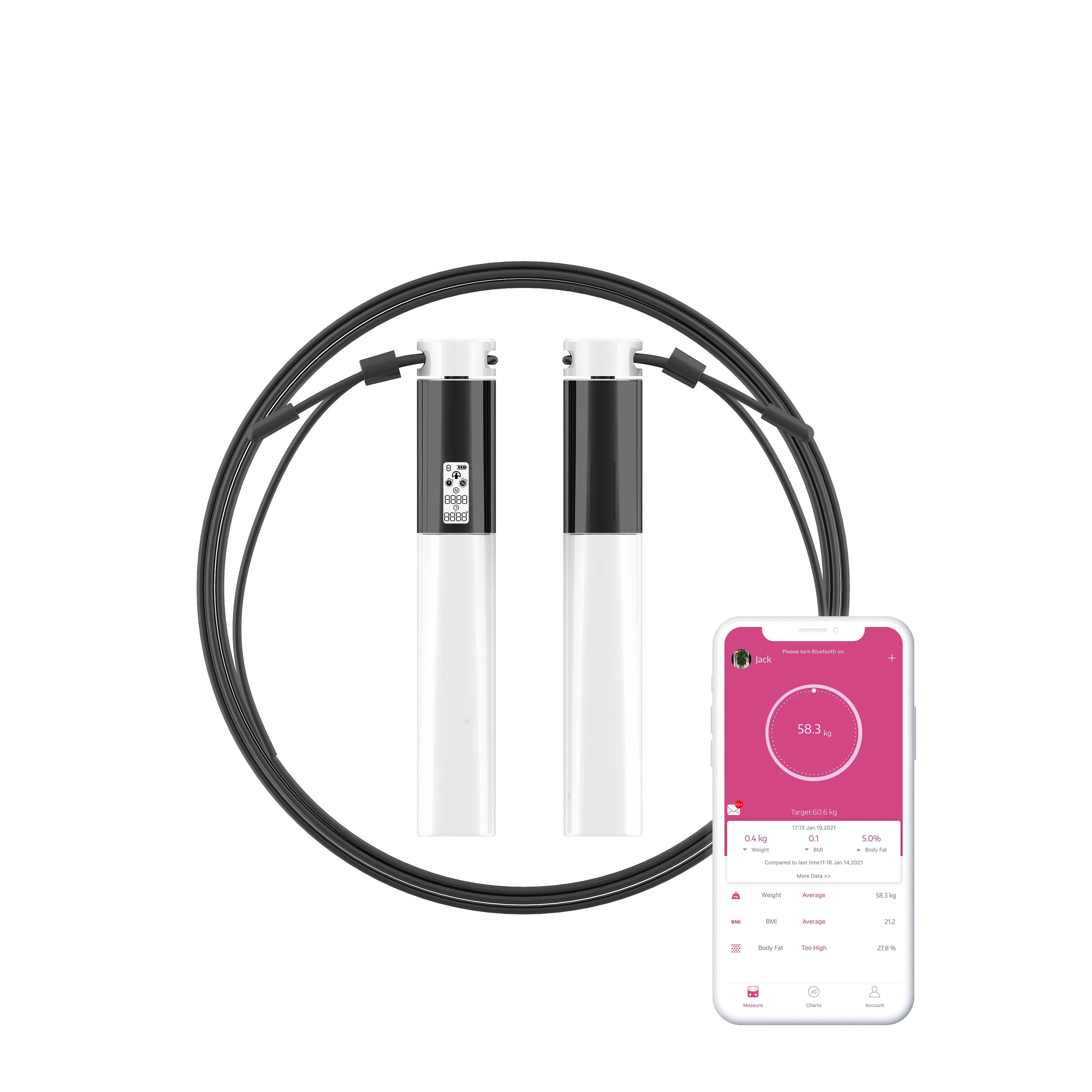 

Digital Display Smart Calories Counter Durable Adjustable Skipping Rope