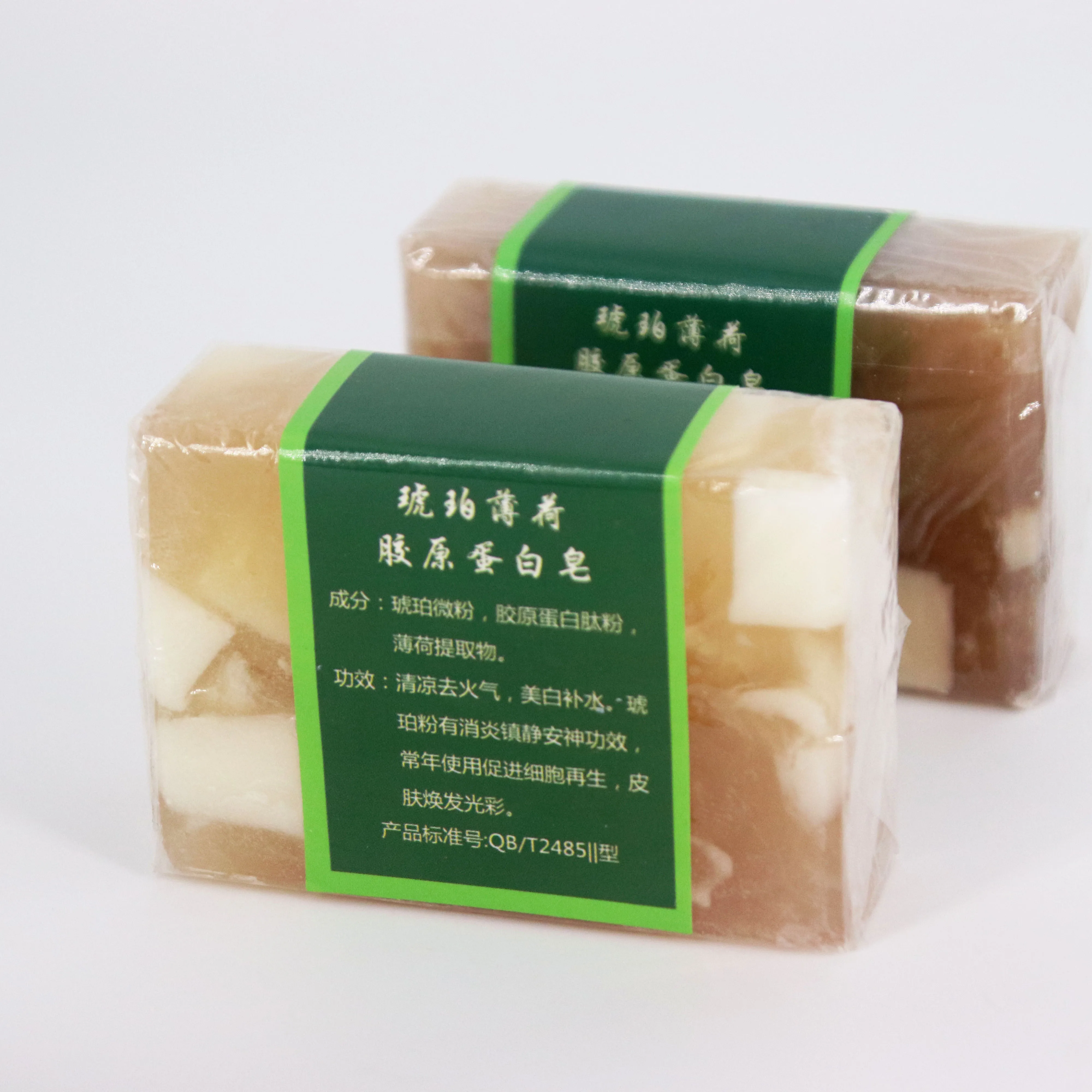 

Amber Peppermint Collagen Handmade Skincare Facial Bath Toilet Body Soap, Multicolor