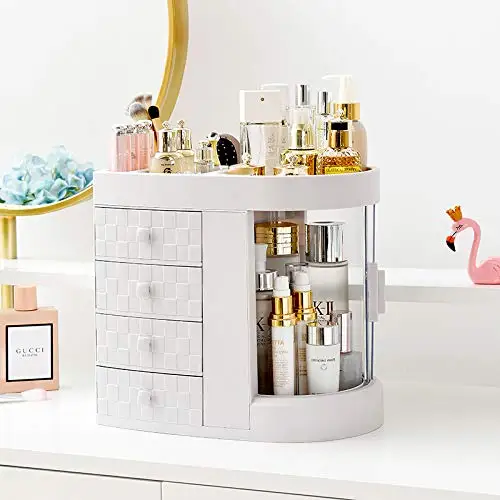 

Restroom Organizer Makeup Cosmetic Case Make Up Holder Storage Racks with Drawers, Pink, blue or white