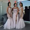 African modest convertible Off Shoulder Mermaid Prom bridesmaid dresses pink