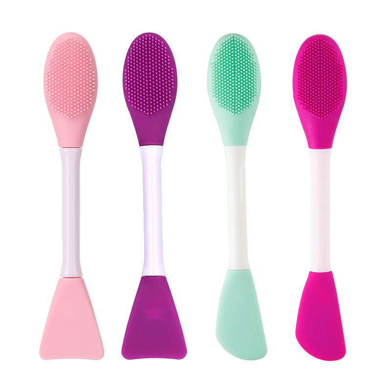 

Double end 2 in 1 ECO silicone exfoliating face cleansing brush silicone face scrub cleaning brush washing cleanser face brush