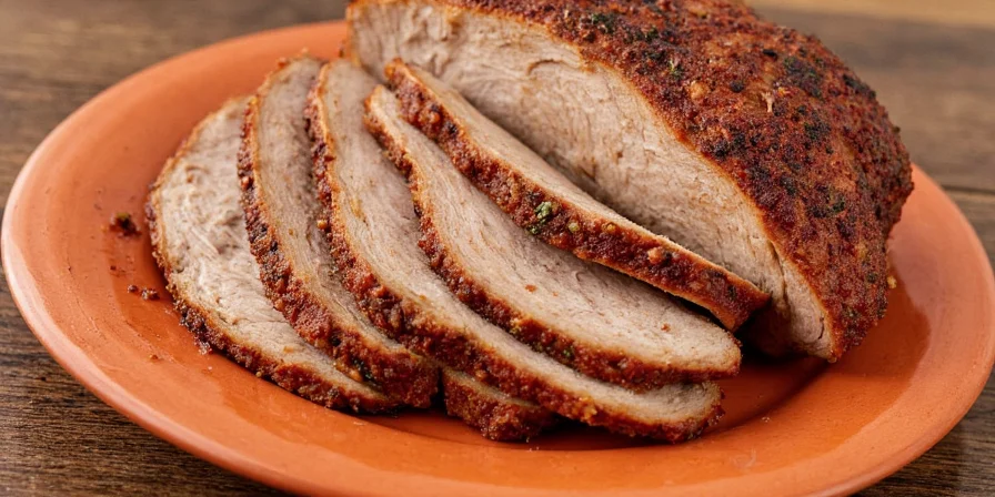 Thermometer Checking Internal Temperature of Pork Roast