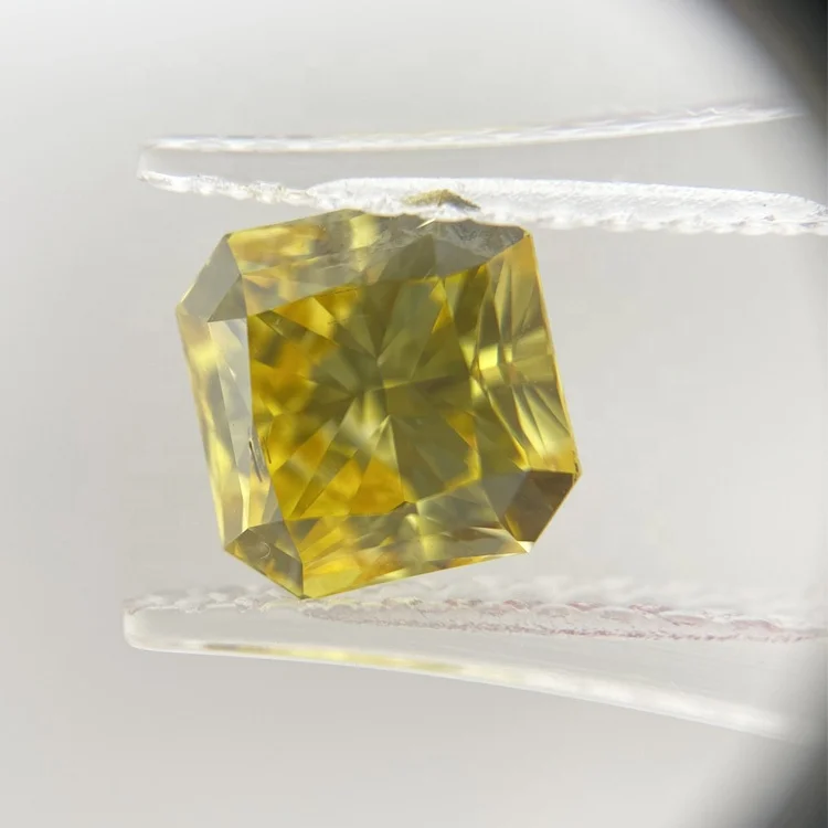

Synthetic HPHT 2.06ct SI1 RADIANT cut CTI certified fancy vivid yellow lab grown polished loose diamond