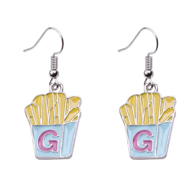 

Fashion Jewelry Sausage Hamburger Drink Bottle Fries Cola Creative Food Drink Dangle Earrings, Colorful