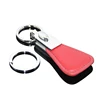 High Quality Fashion Men Automatically Snaps Red Leather Silver Alloy Metal Pull-down Button Blank Leather Key Chain