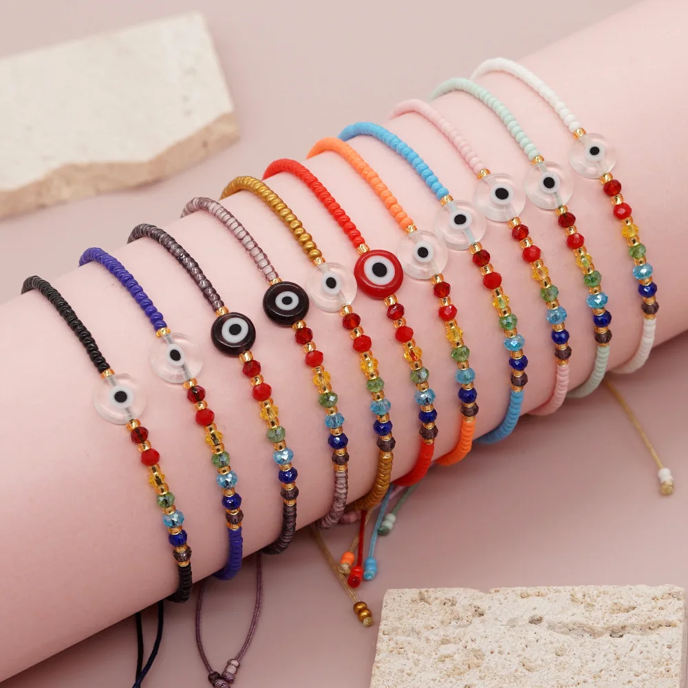 Go2boho Colorful Fashion Jewelry Crystal Seed Beaded Friendship Bracelet For Women Happy Holiday Gift