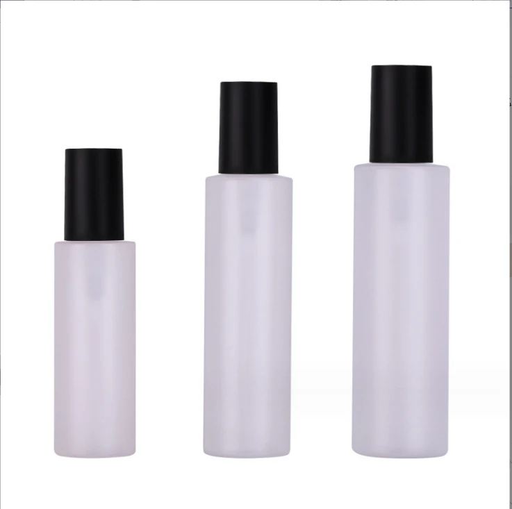 

150ml flat shoulder plastic lotion bottle semi permeable frosted PET spray bottle 100ml cosmetic packaging flask